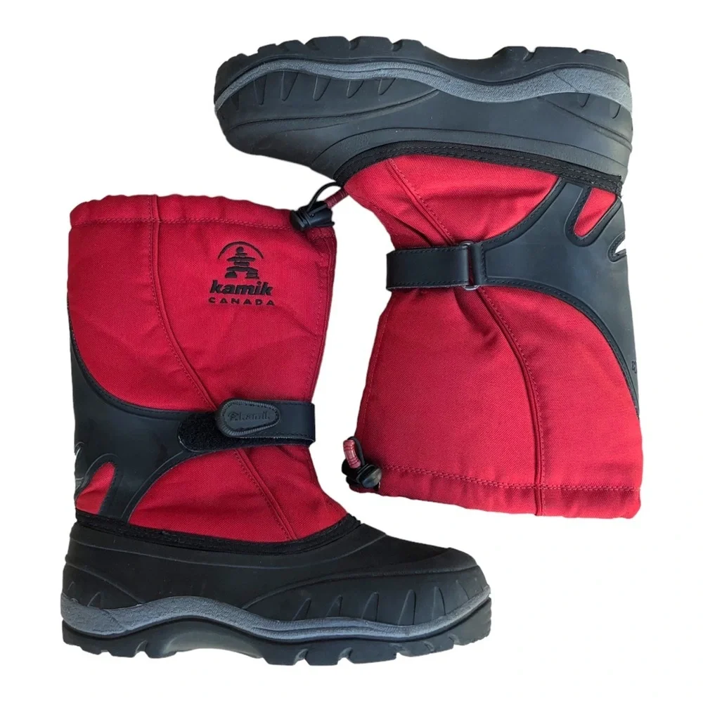 Kamik Kids Red Black‎ Kids Snow Boots Size 5 Good Condition.